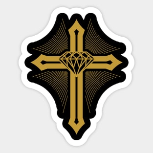 The cross of Christ and the diamond heart Sticker